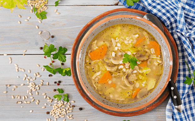 Barley and Mushroom Soup with Pork